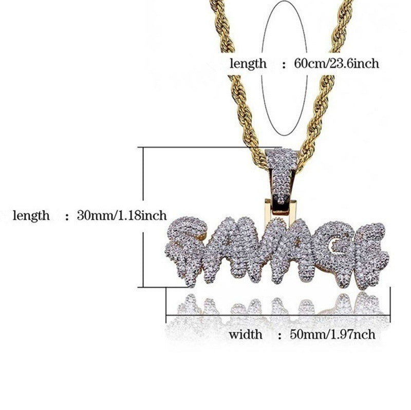 Creative Bubble Letter SAVAGE Pendant Necklace