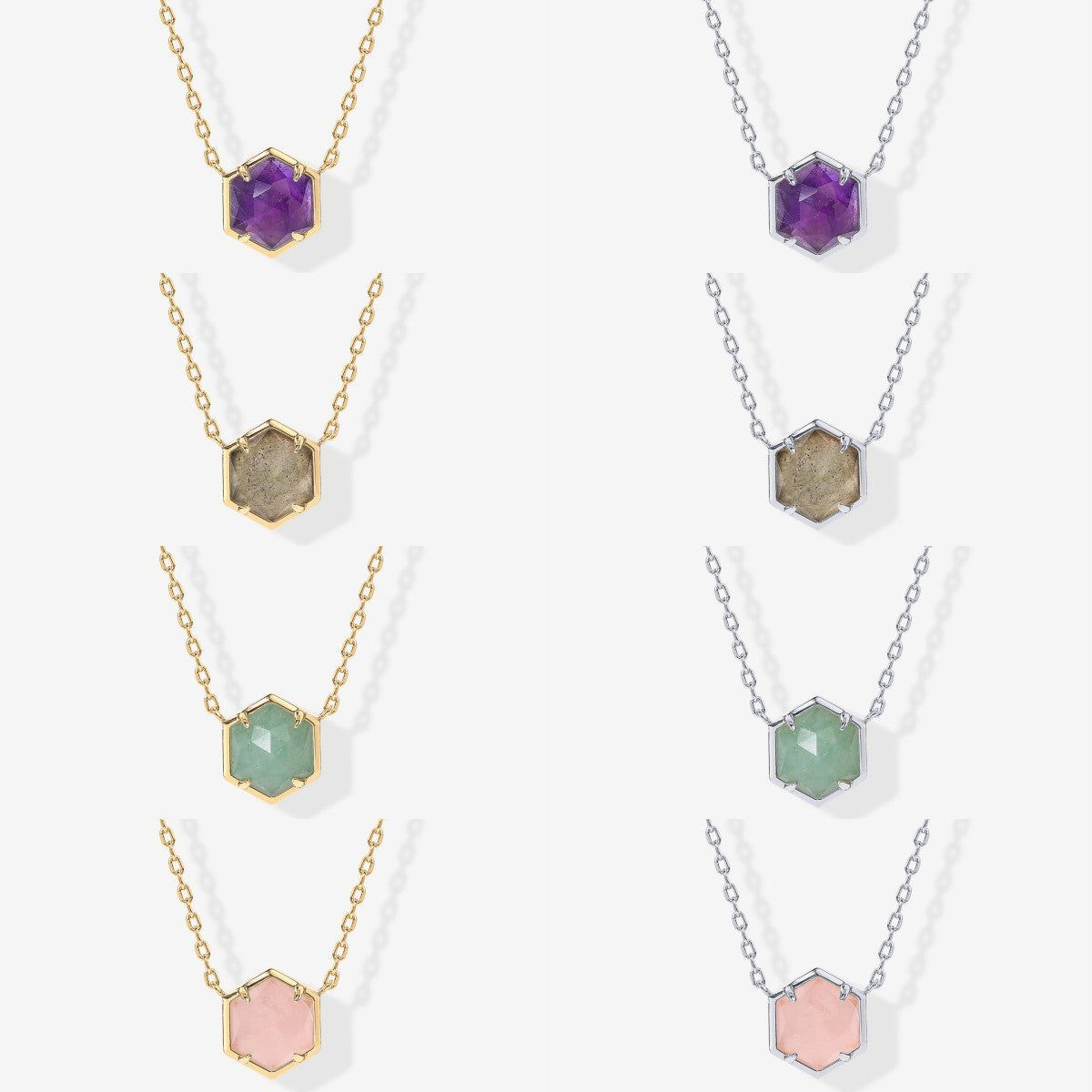 Hexagonal Natural Stone Niche Design Necklace