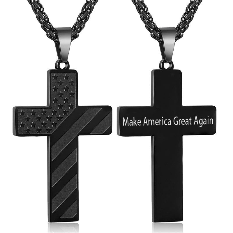 Cross Flag Necklace Letters High Sense Hip Hop