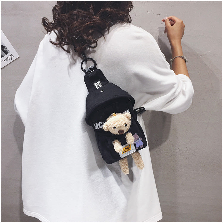 Cute Lamb Canvas Chest Shoulder Messenger Bag