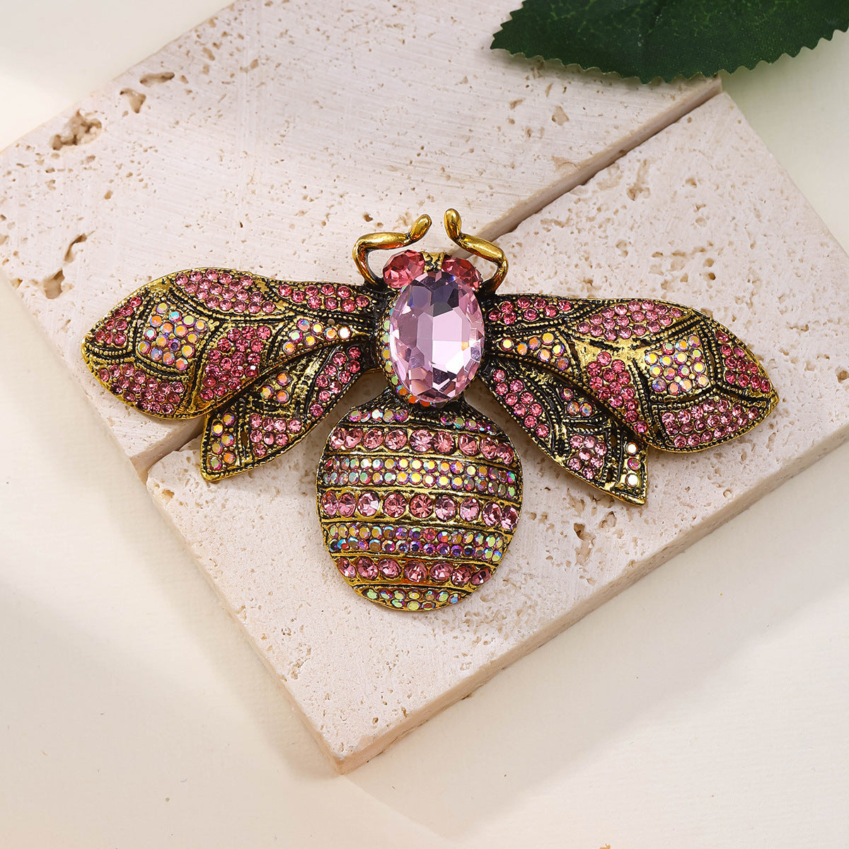 Antique Style Fully-jeweled Crystal Bee Brooch