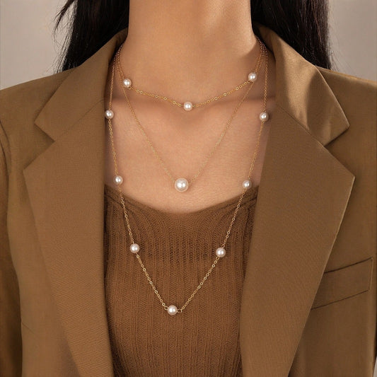 Pearl Long Multi-layer Necklace