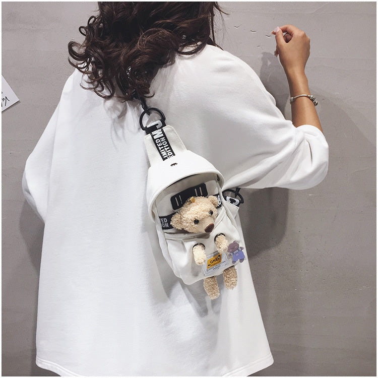 Cute Lamb Canvas Chest Shoulder Messenger Bag