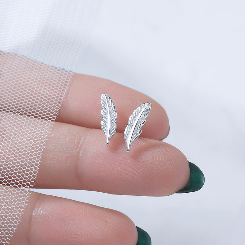 Sterling Silver Feather stud Earrings