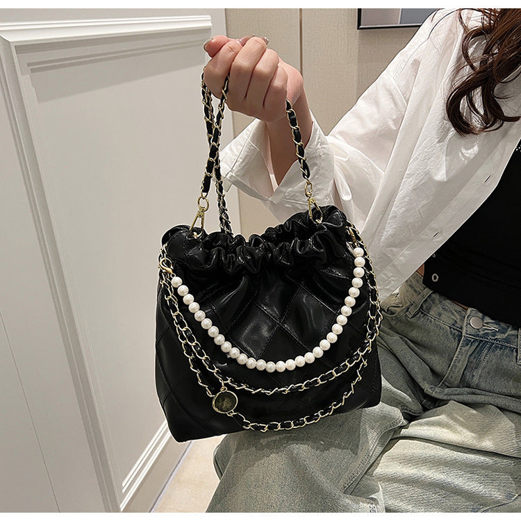 Niche Texture Garbage Rhombus PU Hand Bag