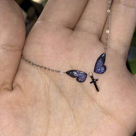 Eternal Night Butterfly Oil Dripping Clavicle Chain Necklace