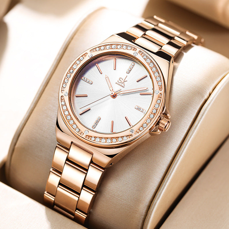 Women's Simple Zircon Quartz Watch