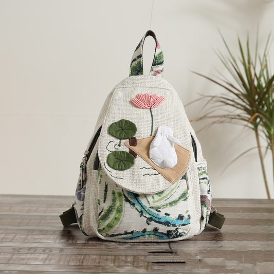 Fabric Backpack Multi-compartment Versatile Casual Bag