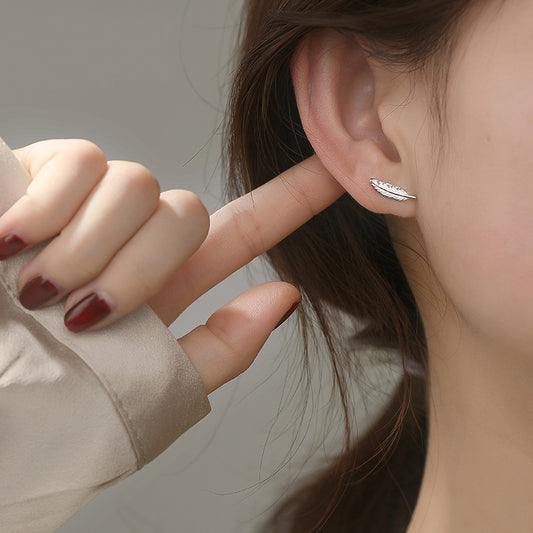 Sterling Silver Feather stud Earrings