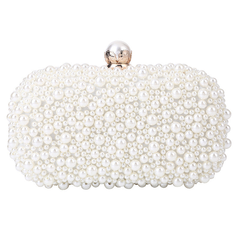 Women's Pearl Dinner Bag Soft Surface Lock Clutch