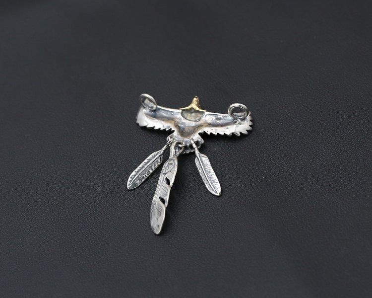 S925 Thai Silver Feather Creative Eagle Pendant Necklace