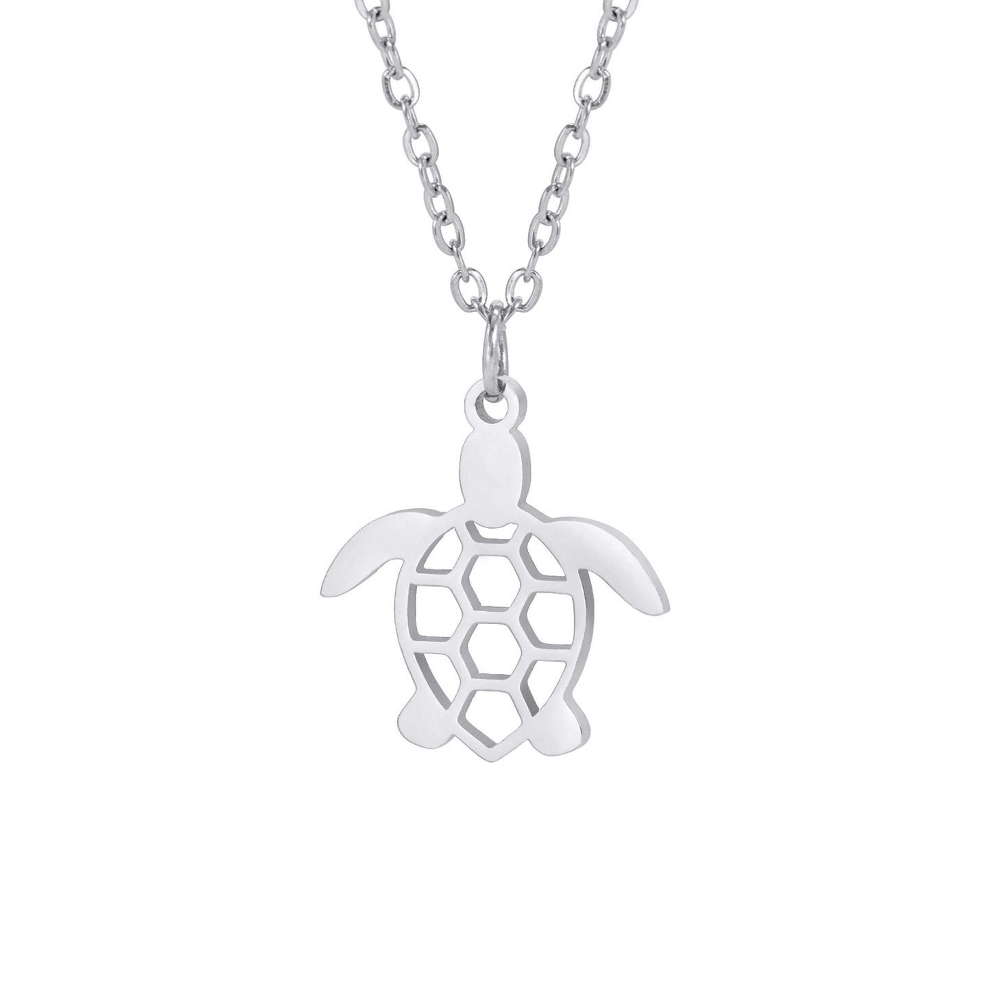 Stainless Steel Hollow Single Hole Turtle Pendant Necklace