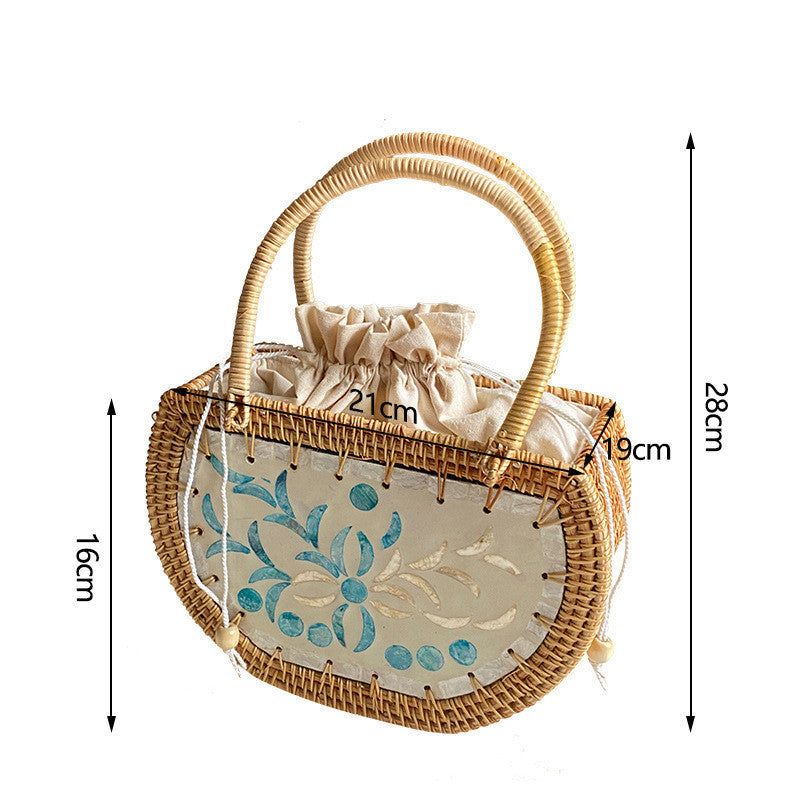 Handmade Cabas Shell Rattan Bag