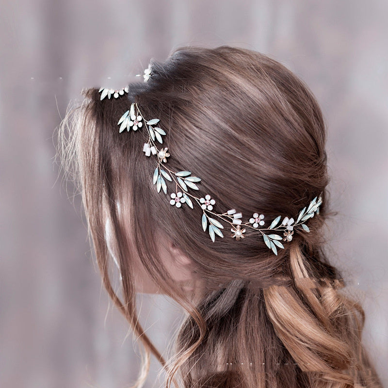 Pearl Copper Flower Golden Self-directed Hairband