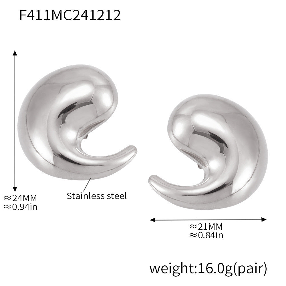 Simple Curved Water Drop Ear Studs