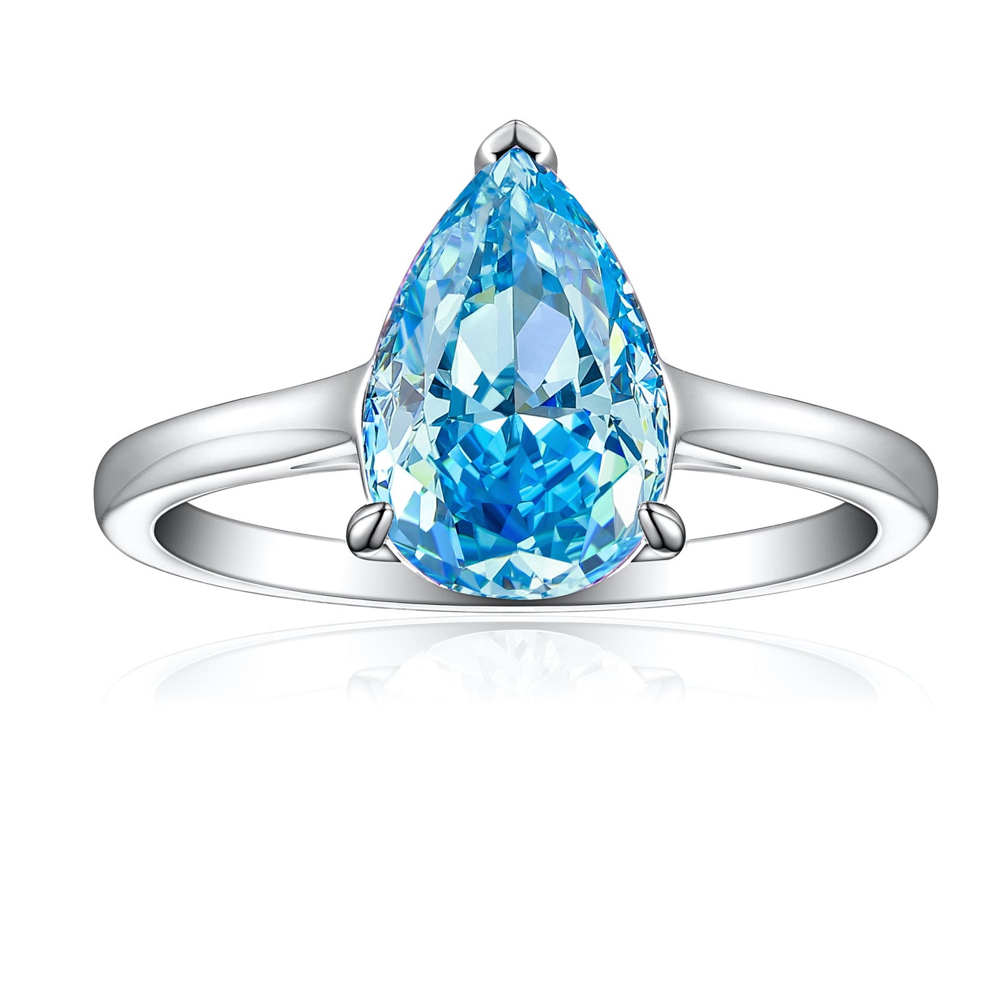 High-end S925 Sterling Silver 4ct Drop-shaped Ice Flower Cut Ring 812 Colored Gems High Carbon Diamond Women's Ring