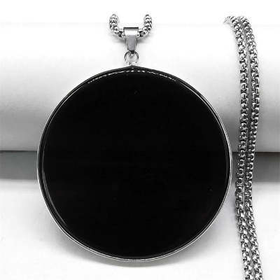 Chinese Style Silver Round Hollow Crystal Stylish Trendy Titanium Steel Necklace Pendant