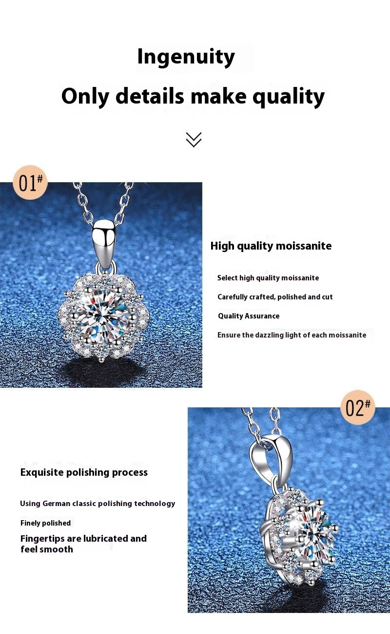 S925 Sterling Silver Pendant Moissanite Necklace