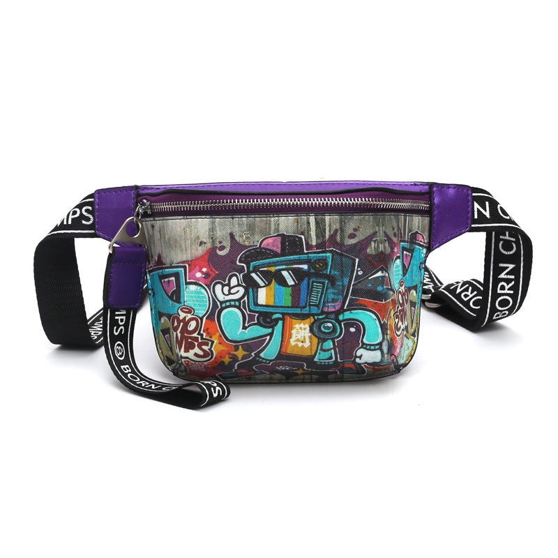 Hip Hop Fashion Painted Graffiti Small Casual Slanted Chest Bag