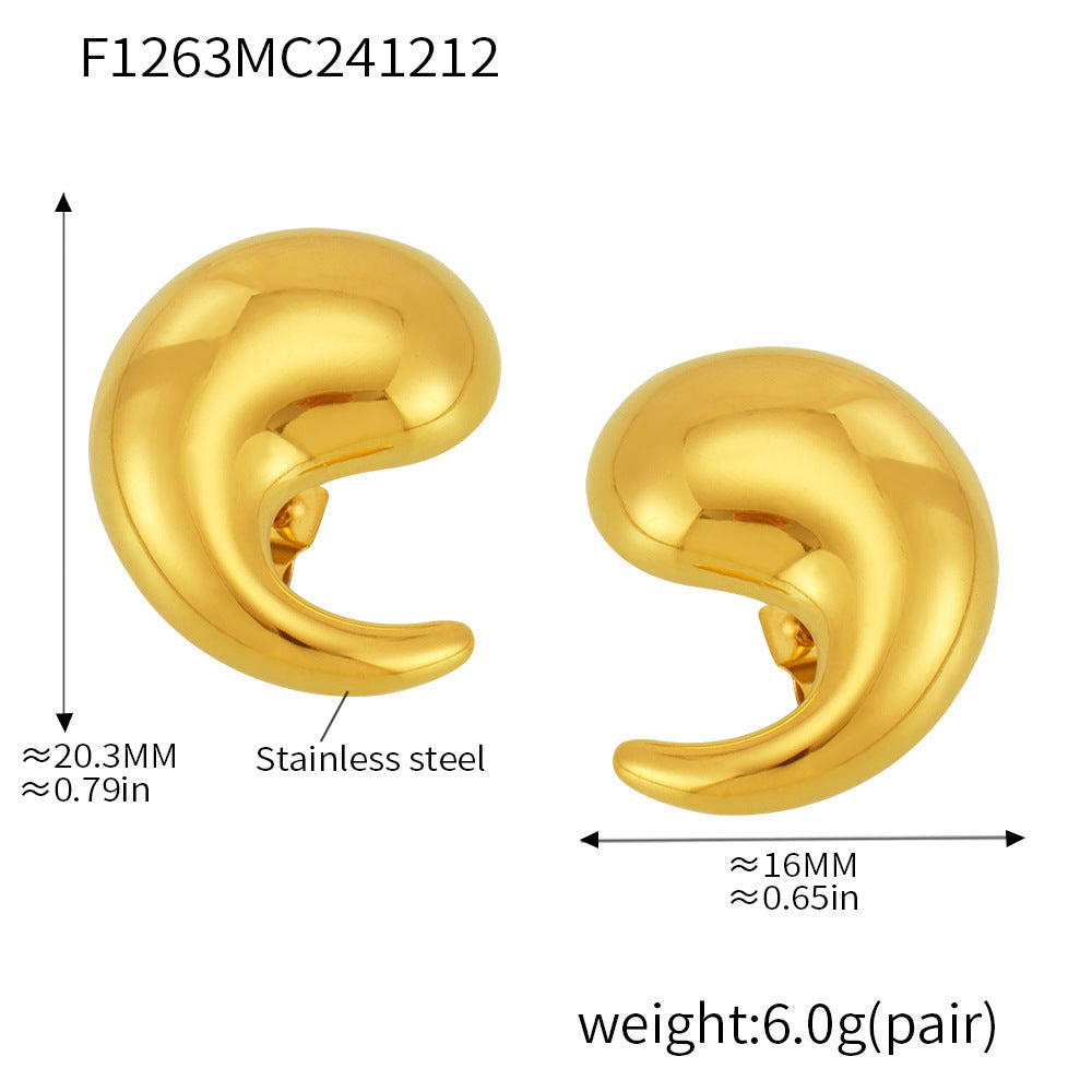 Simple Curved Water Drop Ear Studs