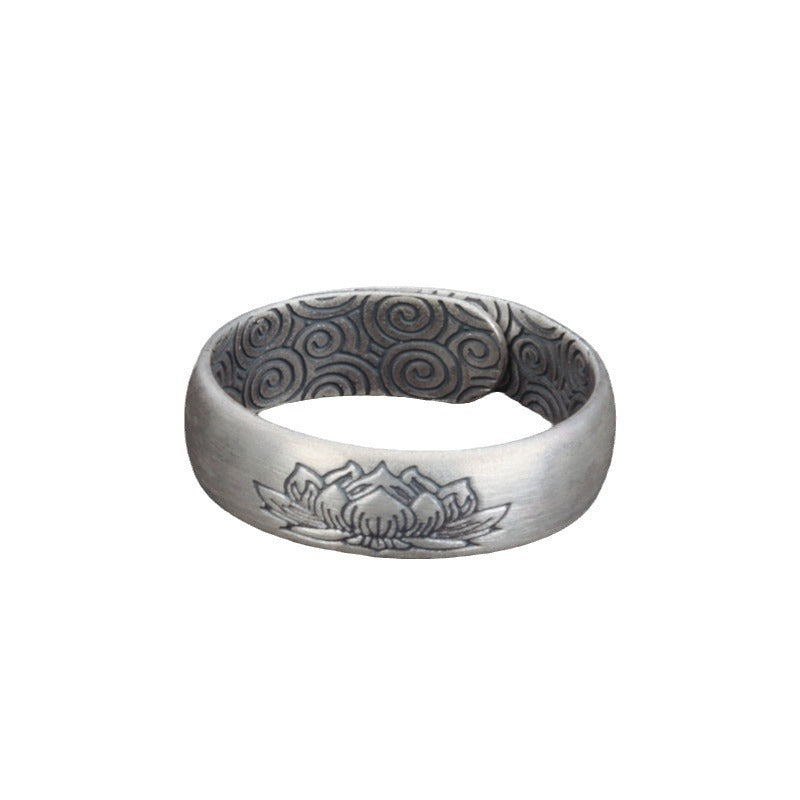 Female 999 Pure Silver Lotus Ring