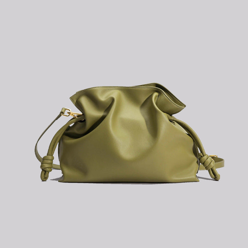 Fashion Pleated Cowhide Lucky Bag