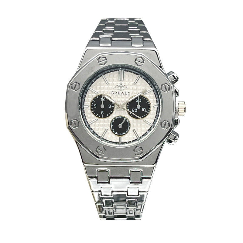 Men's And Women's Same Steel Belt Quartz With Calendar Waterproof Couple's Watch