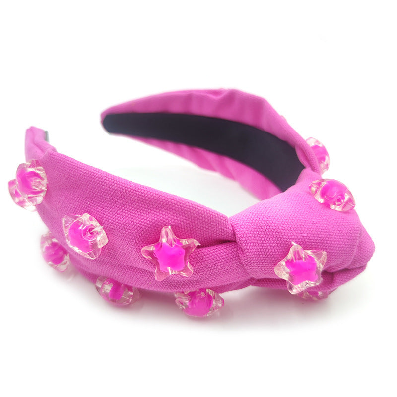 Hand-stitched Five-pointed Star Solid Color Wide Headband