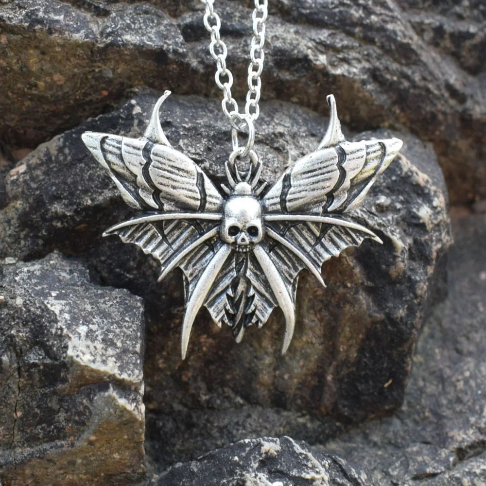 Gothic Style Death Moth Necklace