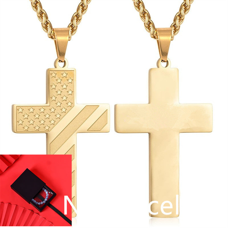 Cross Flag Necklace Letters High Sense Hip Hop