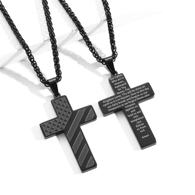 Cross Flag Necklace Letters High Sense Hip Hop