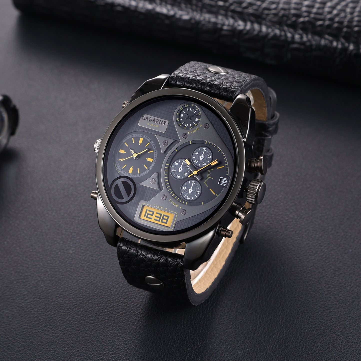 Double Inserts Casual Fashion Men's Quartz Watch