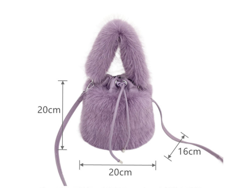 Portable Bucket Furry Crossbody Bag