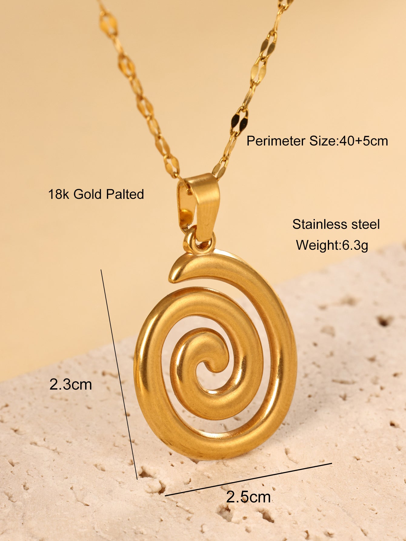 Stainless Steel Plated With 18k Gold, Creative And Versatile Geometric Vortex Necklace