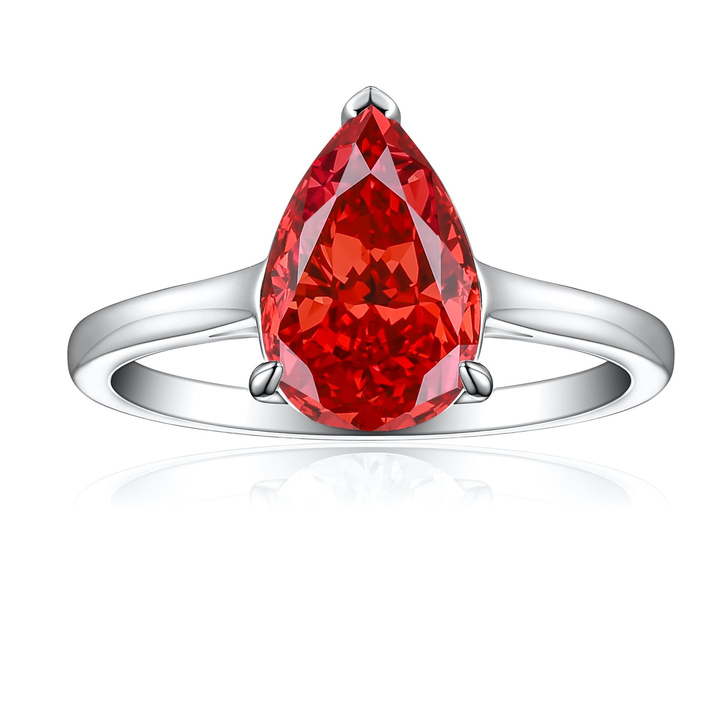 High-end S925 Sterling Silver 4ct Drop-shaped Ice Flower Cut Ring 812 Colored Gems High Carbon Diamond Women's Ring