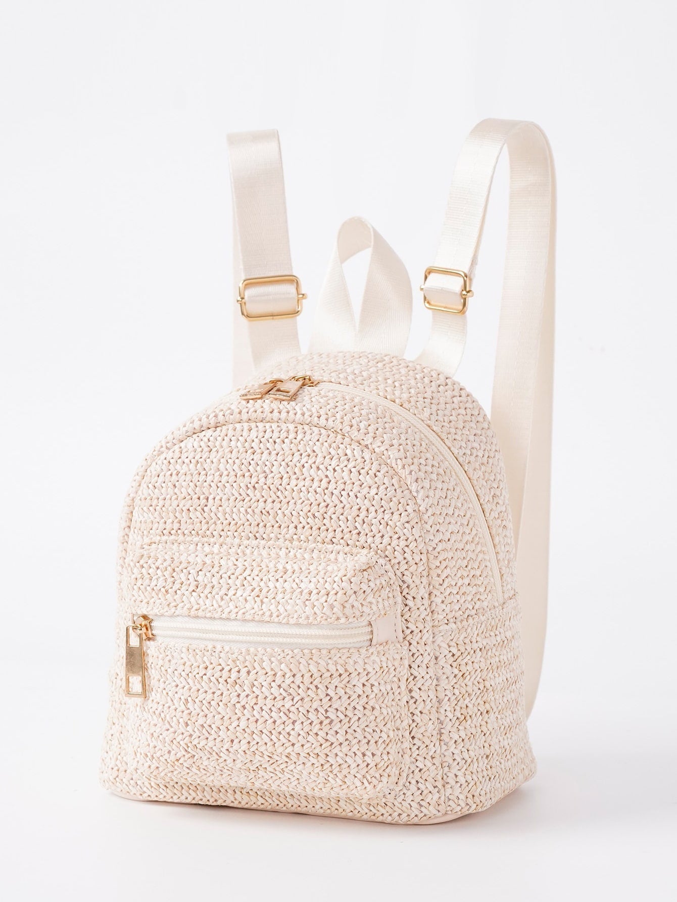 Ethnic Minorities Double Layer Zipper Casual Cool Straw Backpack