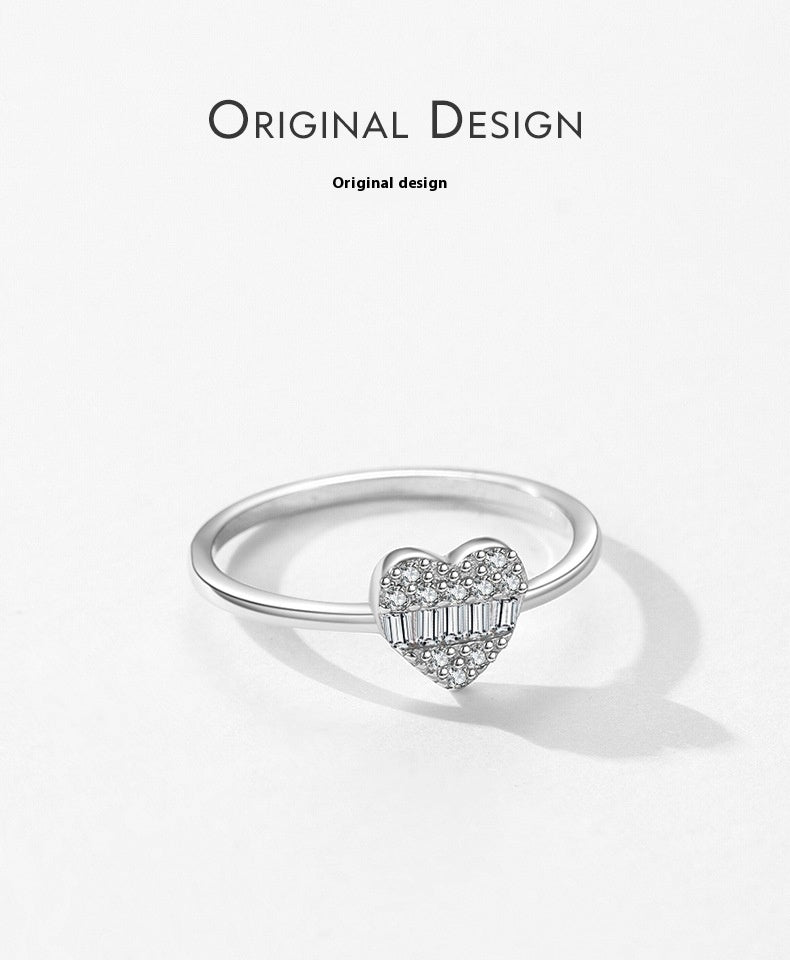 S925 Sterling Silver Light Extravagant Love Heart Ring