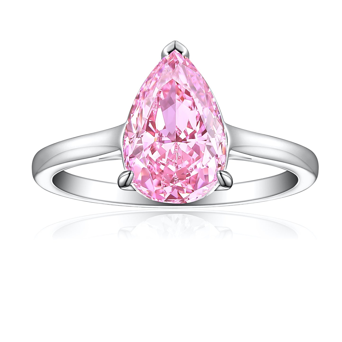 High-end S925 Sterling Silver 4ct Drop-shaped Ice Flower Cut Ring 812 Colored Gems High Carbon Diamond Women's Ring