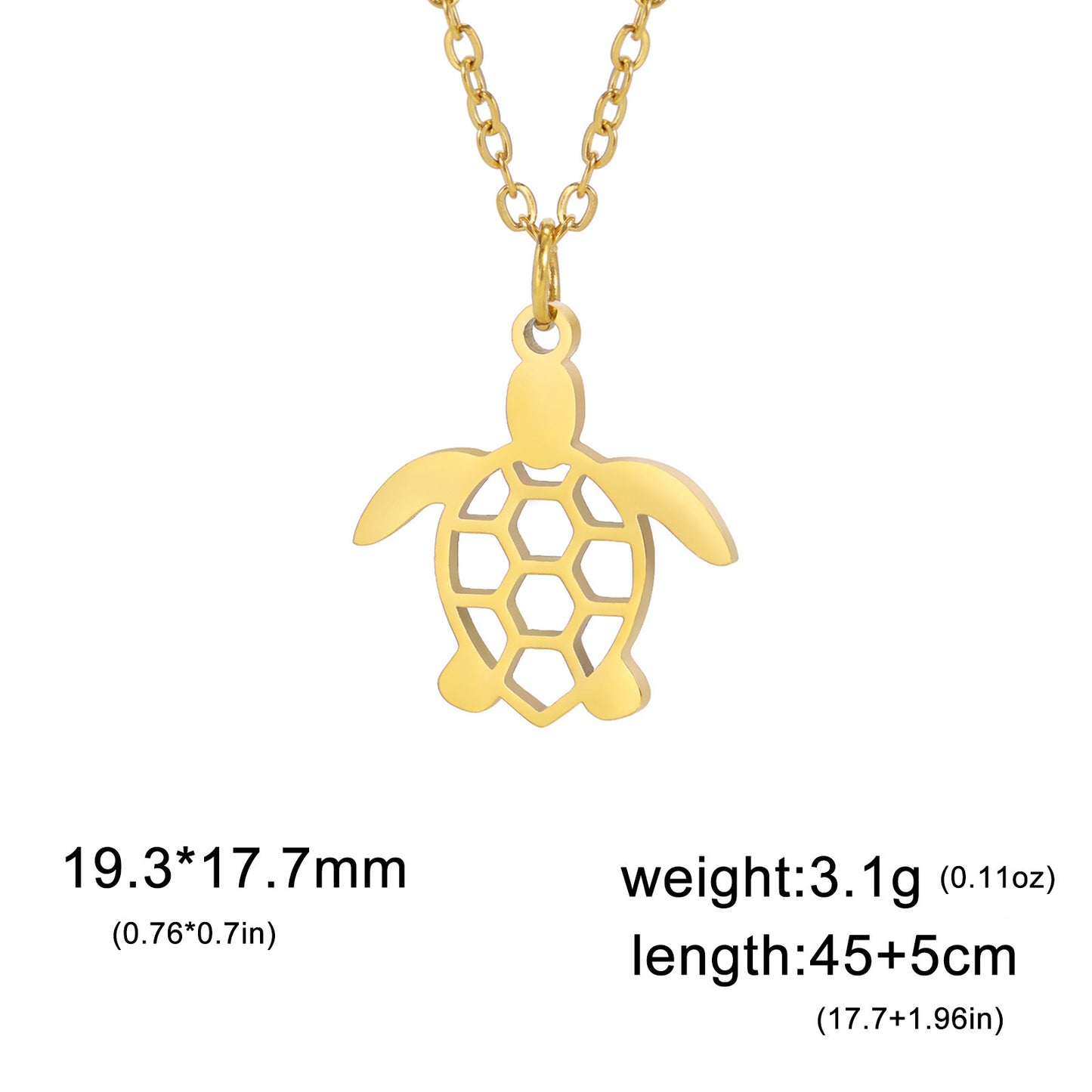 Stainless Steel Hollow Single Hole Turtle Pendant Necklace