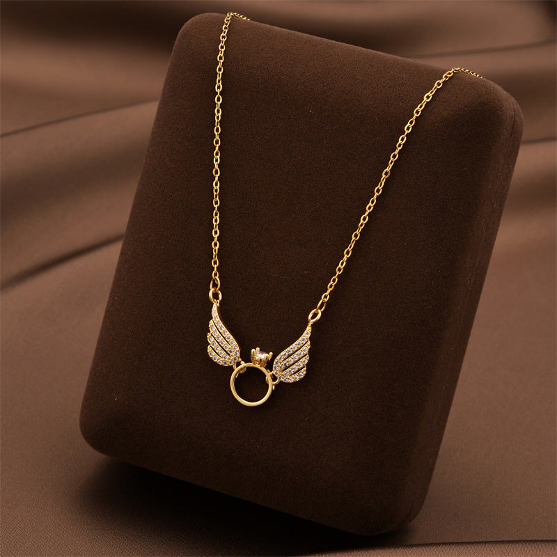 Simple Titanium Steel Angel Pendant Necklace