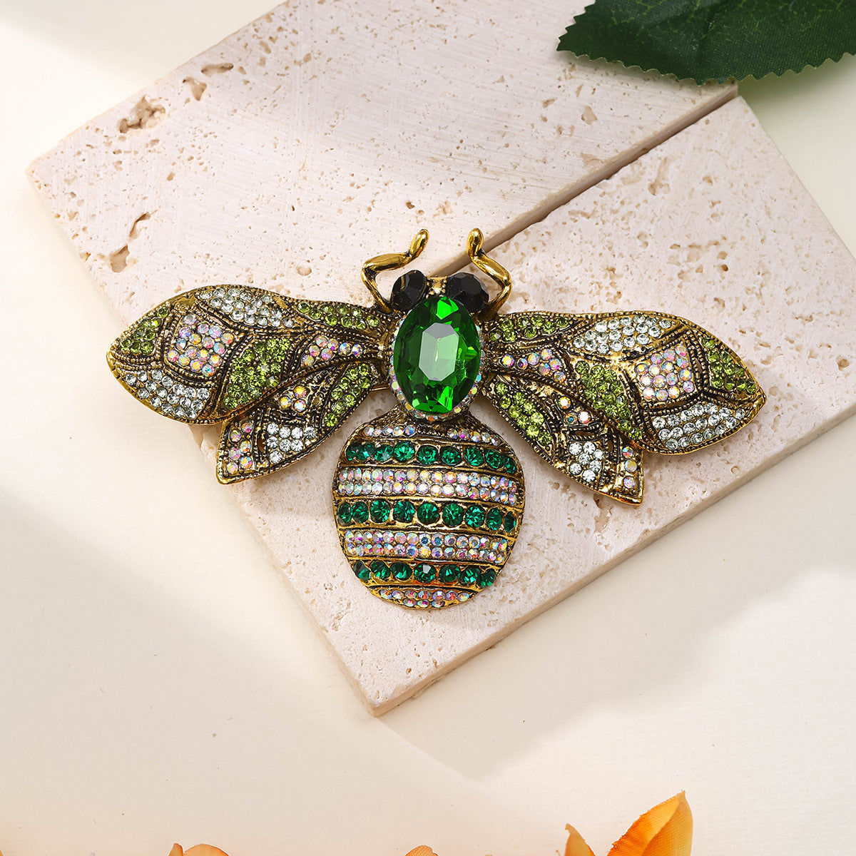 Antique Style Fully-jeweled Crystal Bee Brooch