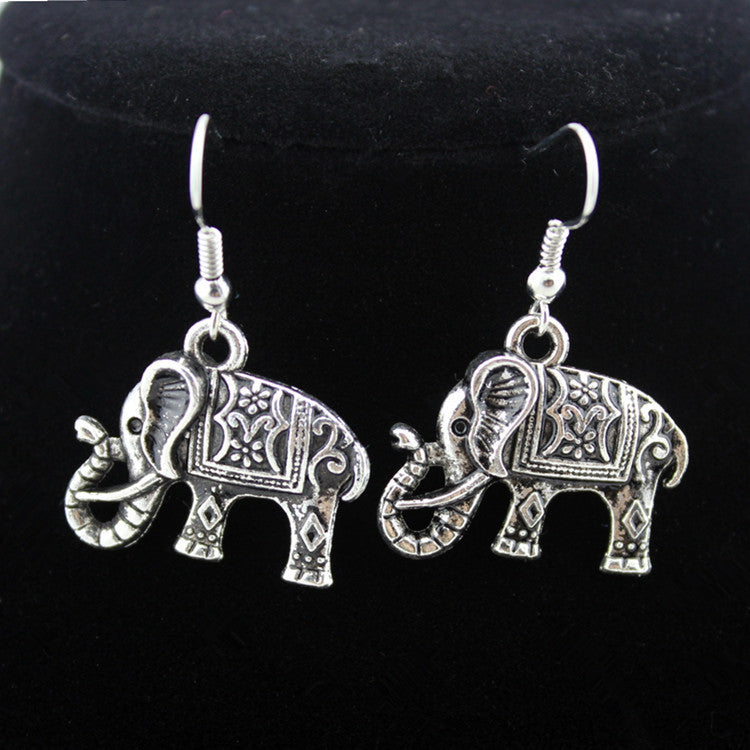 Alloy Elephant Necklace Earrings Jewelry Set