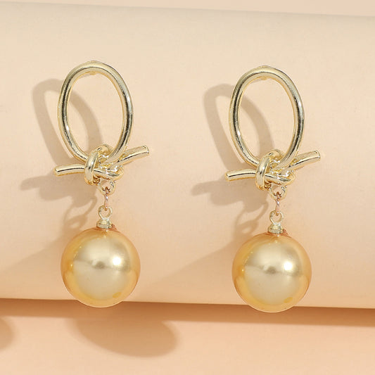 Elegant French Retro Personalized Knotted Pearl Earrings