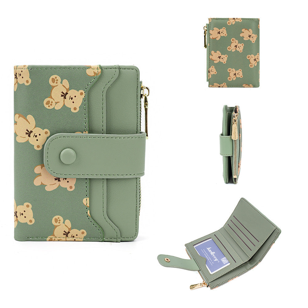 Women's Wallet Short Bear Printed Zipper