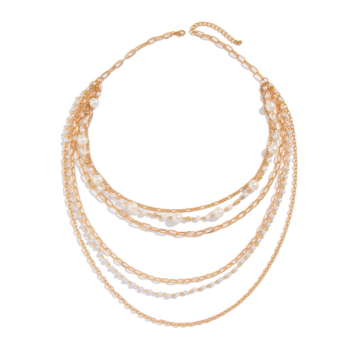 Cold Stringed Pearls Long Necklace