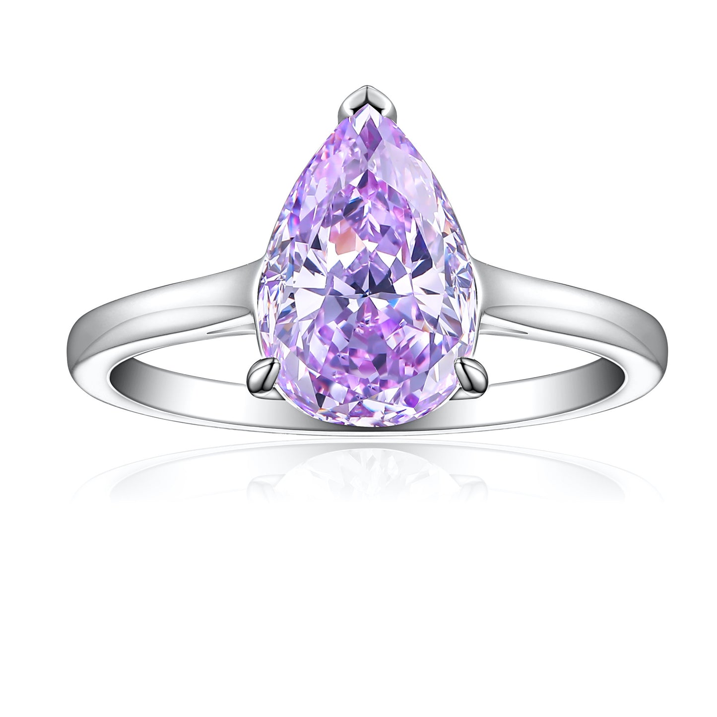 High-end S925 Sterling Silver 4ct Drop-shaped Ice Flower Cut Ring 812 Colored Gems High Carbon Diamond Women's Ring