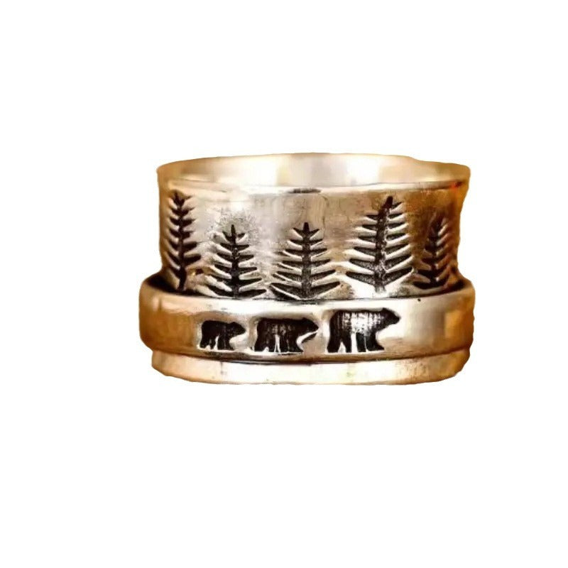 Silver Elephant And Forest Ring