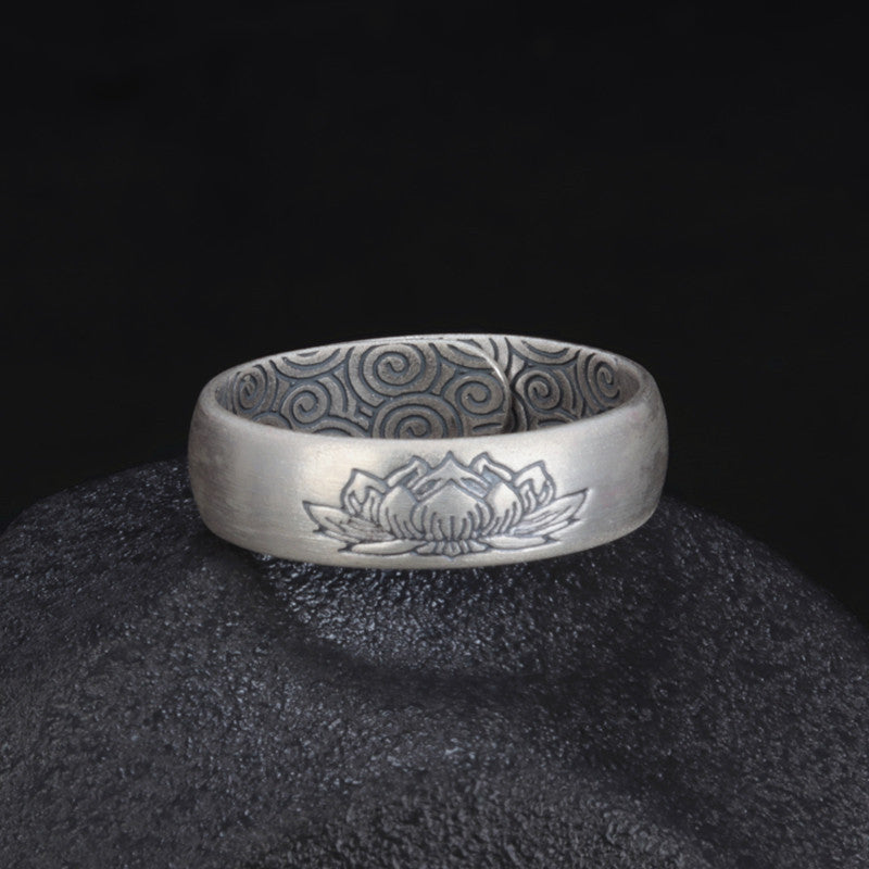 Female 999 Pure Silver Lotus Ring