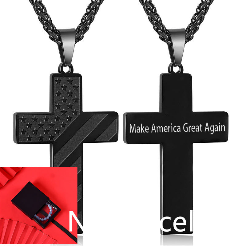 Cross Flag Necklace Letters High Sense Hip Hop