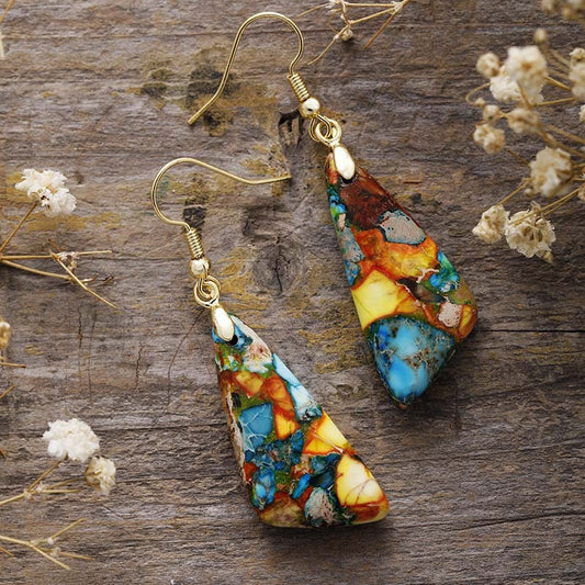 Natural Stone Triangle Earrings